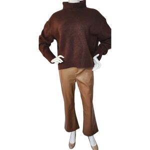 NWT Charlotte Avery Lori Boxy Mockneck Brown Sweater Medium Quiet Luxury